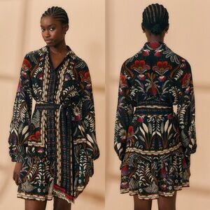 FARM Rio Black Floral Mini Dress size large